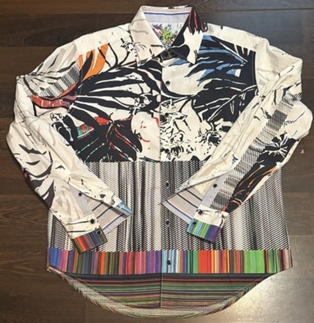 Robert Graham Limited Edition Mixed Media Art Shirt L XL